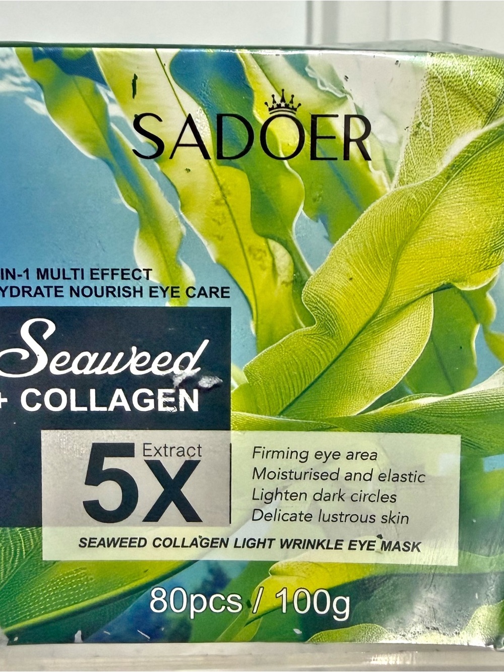 SADOER Seaweed & Collagen Eye Masks 80 count ~ Hydrate & Firm ~ New / Sealed
